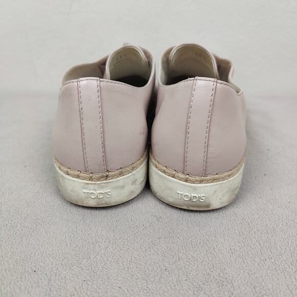 Tod's Sneaker Espadrilles Womens 39.5 Pink Leather Slip On Preppy Designer - Picture 7 of 11
